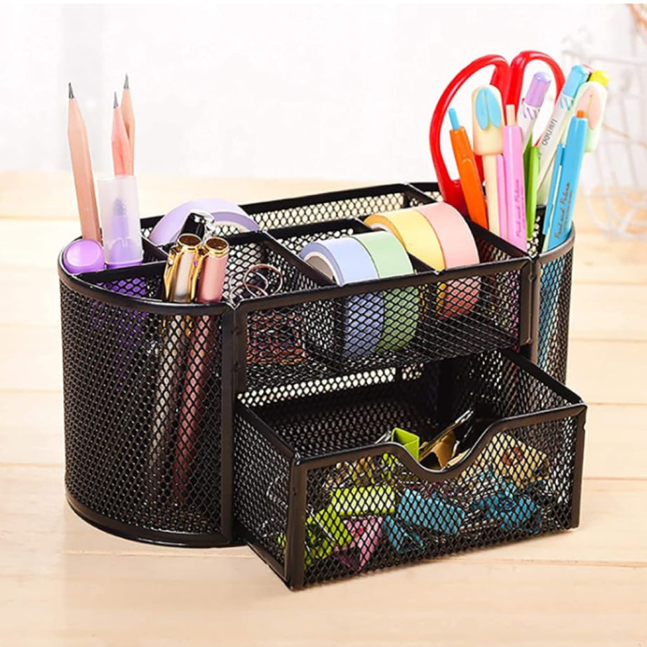 SA Fashion Metal Mesh Desk Organizer | Essential office accessory for keeping Stationery items | Pen holder for office