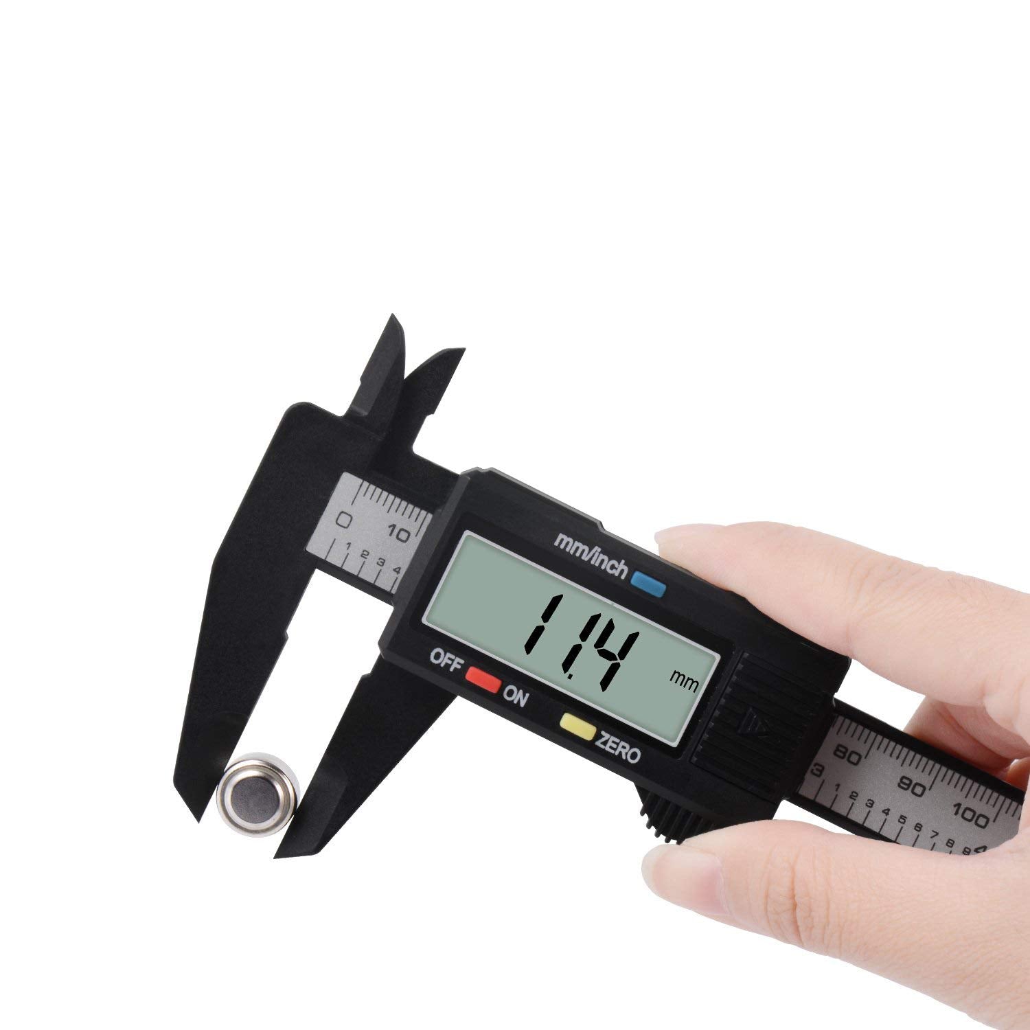 Digital Caliper, zhart ZC-102 0-6" Calipers Measuring Tool - Electronic Micrometer Caliper with Large LCD Screen, Auto-off Feature, Inch and Millimeter Conversion *Made Of carbon Fiber