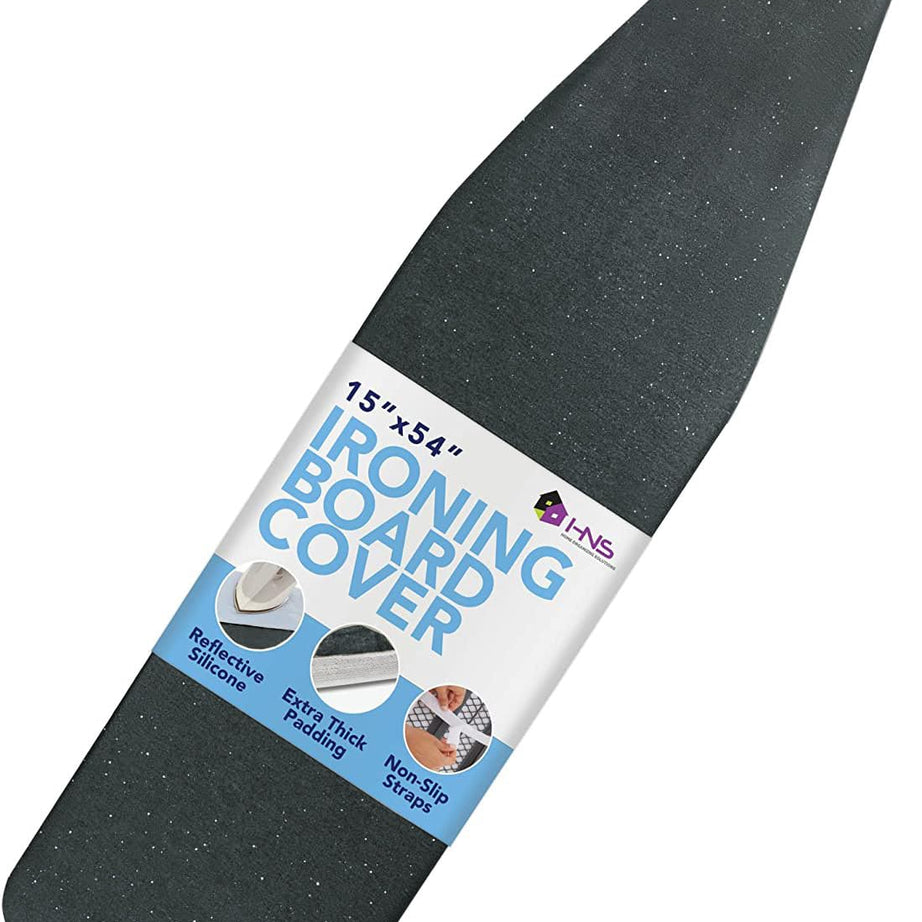 HOLDN’ STORAGE Ironing Board Cover and Pad - Iron Board Cover with Padding 15" x 54" - Iron Board Cover Large Fits All Standard Sizes - Heat Reflective Iron Pad for Table Top. Charchoal.