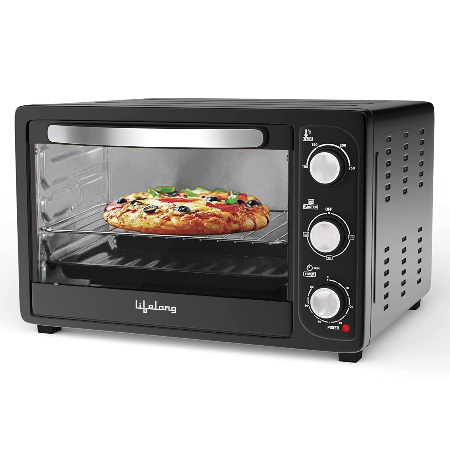 Lifelong OTG 23 Litre - Electric Oven Toaster Griller for Kitchen- 1380W, 3 Heating Mode, Temp & Time Control - Machine for Baking Pizza, Cake, Grilling Chicken & Toasting Bread at Home (LLOT23)