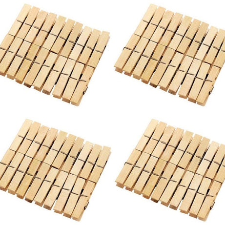 Nimbose® Bamboo Clips for Clothes Drying, Wooden Cloth Drying Clips Bamboo Cloth Pegs (80 Clips Set)