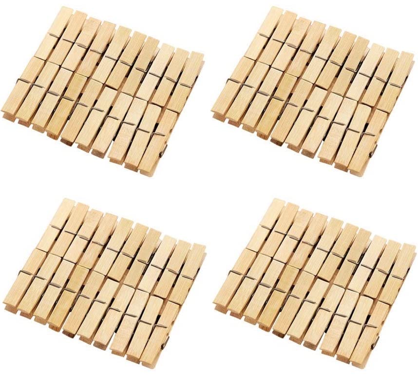 Nimbose® Bamboo Clips for Clothes Drying, Wooden Cloth Drying Clips Bamboo Cloth Pegs (80 Clips Set)