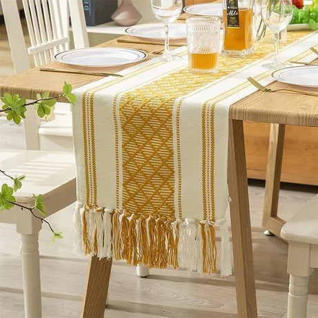 Prinee Home Decors Cotton Table Runner - The Style of Our Table Linen and Dining Rooms and Eating Areas Flawlessly (14 x 54, Yellow)