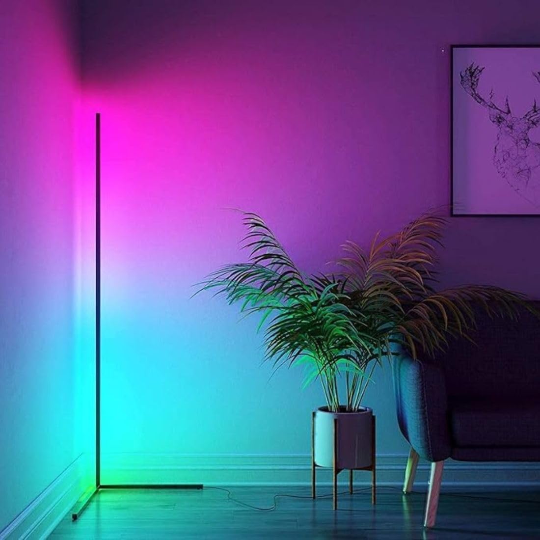 SMOKEY COCKTAIL Aluminium Vibrant Corner Floor LED Lamp With Remote For Multicolor Light For Gifting | Perfect For Gifting Bedroom Living Room Corner