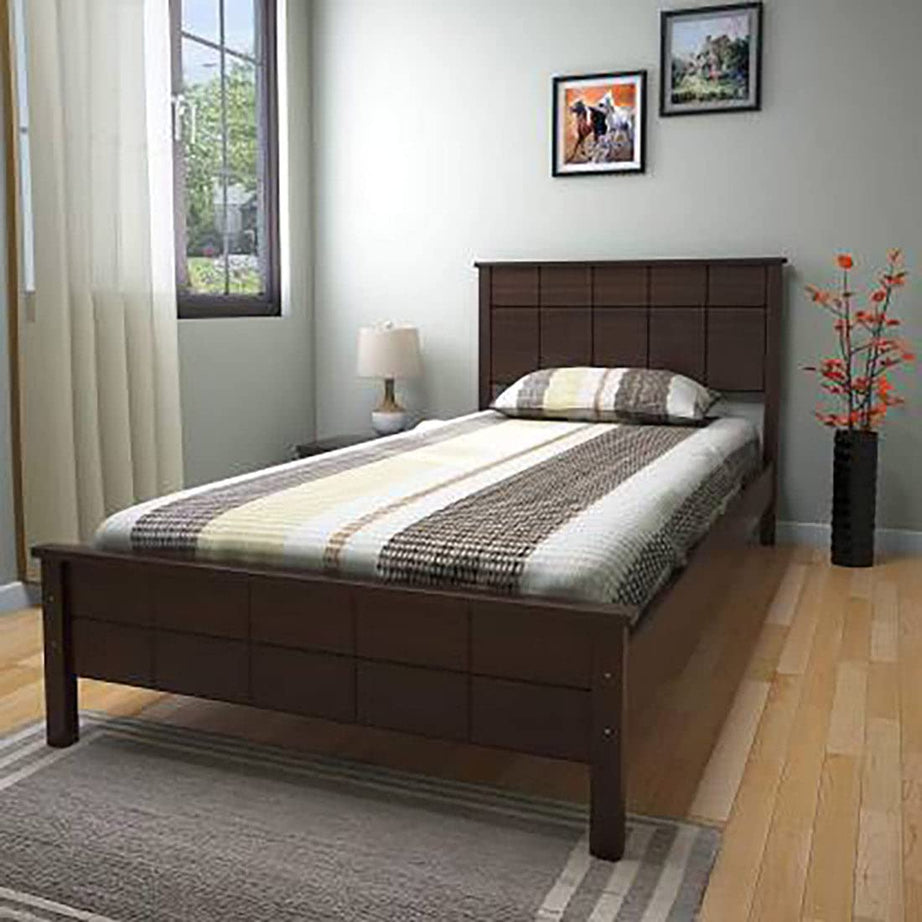 @home by Nilkamal Cipher Single Bed with Headboard & Without Storage | 1 Year Warranty | Rubber Wood