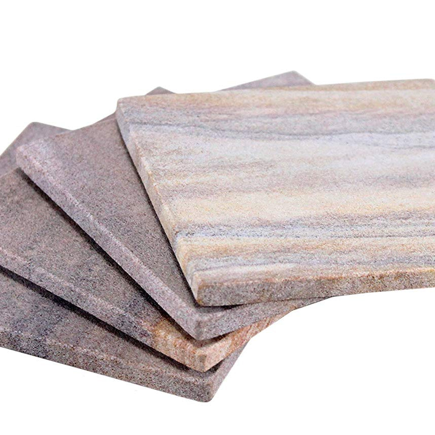 KLEO Coasters set of Natural stone - Natural Water Absorbent, Unique Table Coaster set (Set of 4)