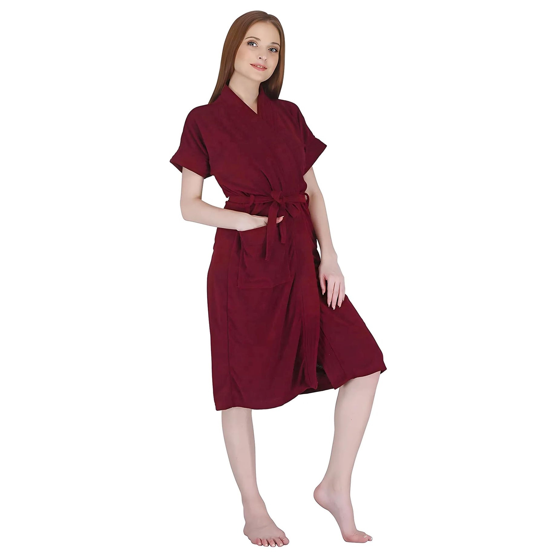 Kuber Industries Bathrobe for Women| Soft and Easy to Absorb & Dry| Unisex Bathrobe (Maroon)