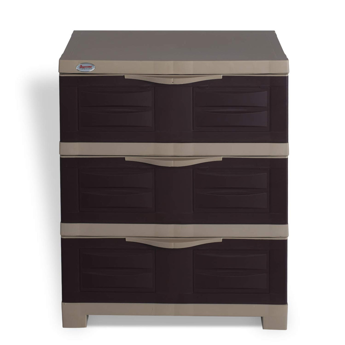 Supreme Fusion-DR-3 Multi-Purpose Plastic Chester with 3 Sliding Drawers for Home and Office (Globus Brown & Dark Beige), Standard