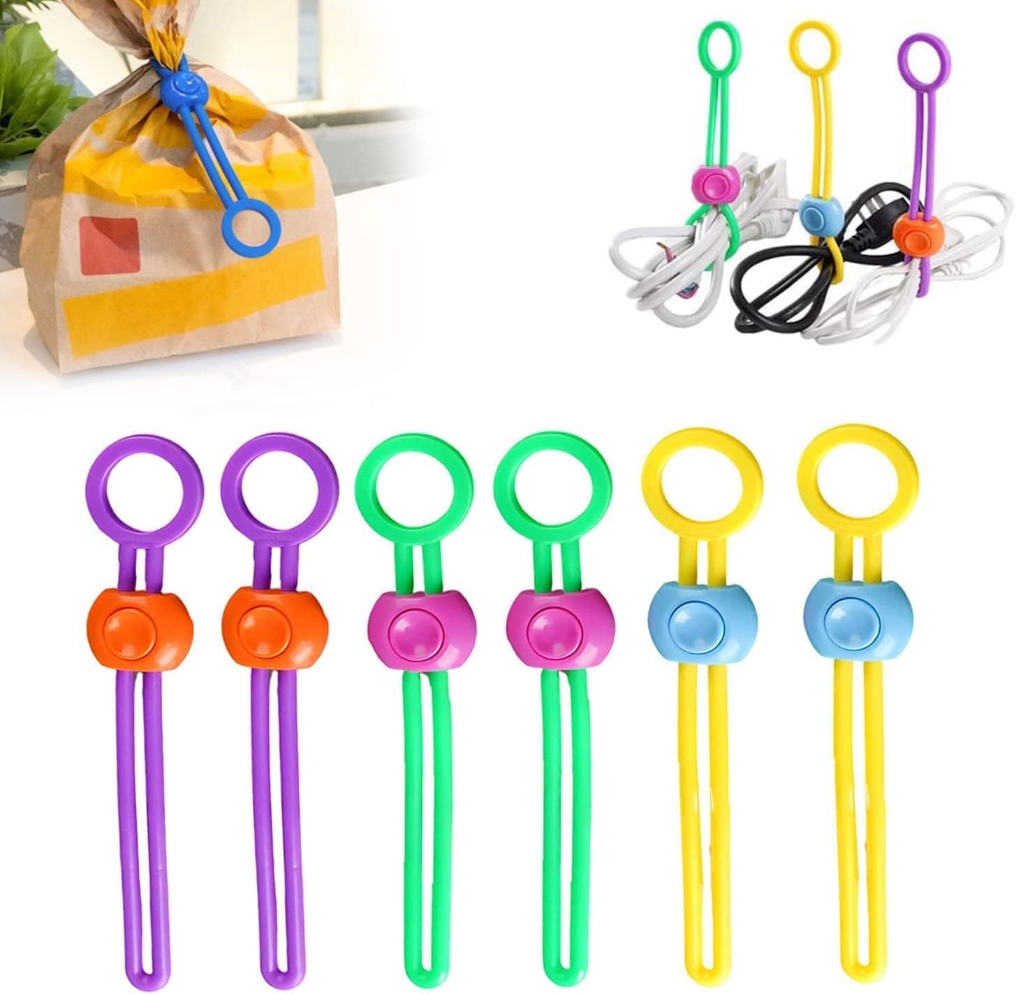 JAGDIV Food Bag Sealer Multipurpose Clips Reusable Food Plastic Bag Clips Snack Storage Preservation Clips for Kitchen Snacks (6Pcs)