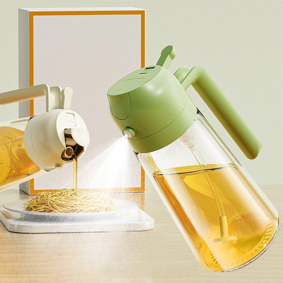 TheBought® Glass Oil Sprayer And Dispenser Bottle For Kitchen,2 In 1 Olive Oil Sprayer And Dispenser,Oil Spray Bottle 500Ml For Cooking,Kitchen,Bbq, Air Fryer, Salad, Frying, Baking Oil Sprayer Bottle