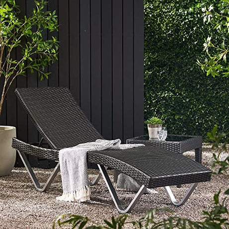 DEVOKO Outdoor Patio Wicker Single Seater All Weather Chaise Lounger for Garden, Pool, Porch, Balcony (Dark Brown)