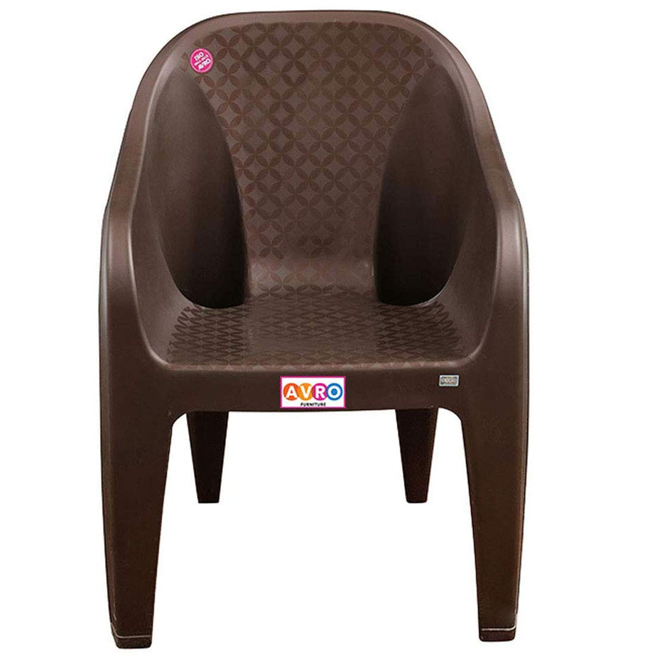 AVRO FURNITURE Avro Plastic Chairs | Single Chair | Matt And Gloss Pattern | Plastic Chairs For Home, Living Room| Bearing Capacity Up To 200Kg | Strong And Sturdy Structure | 1 Year Guarantee, Brown