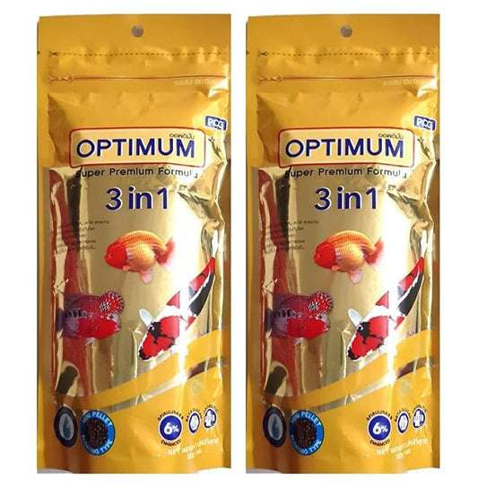 Optimum All Life Stages Pellet, Powder CP 3-in-1 Highly Nutritious Aquarium Fish Food for All Fishes, 100 g -Pack of 2