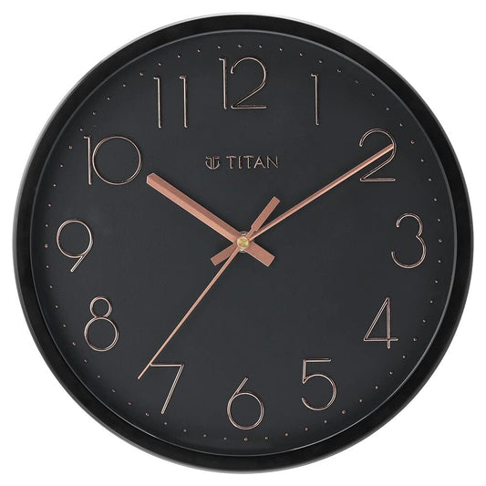 Titan Plastic Contemporary Wall Clock with Silent Sweep Technology, 30.8 X30.8 Cm (Medium), Analog, Black