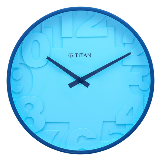 Titan Plastic Contemporary Blue Analog Wall Clock with Overlayed Numbers, 29.5 X29.5 Cm (Medium)