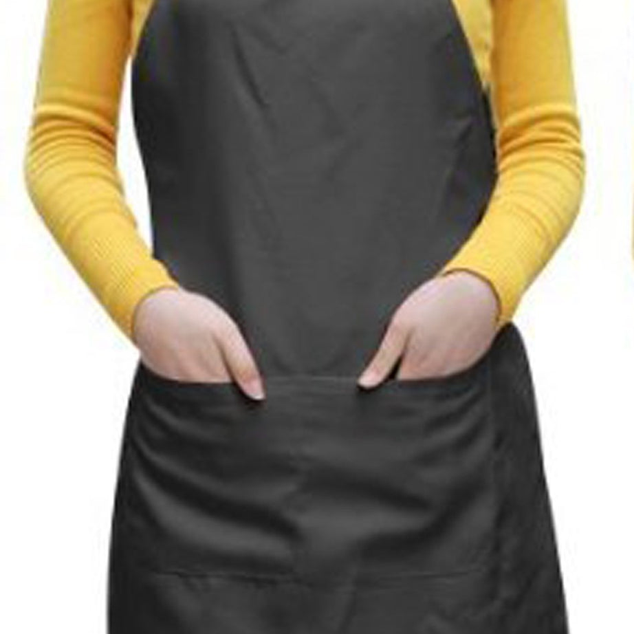 AIRWILL, 100% Cotton Solid Color Aprons, Sized 65cm in Width & 80cm in Length with 2 Center Pocket, Adjustable Buckle on Top and 2 Long Ties on Both 2 Sides. Pack of 1 piece