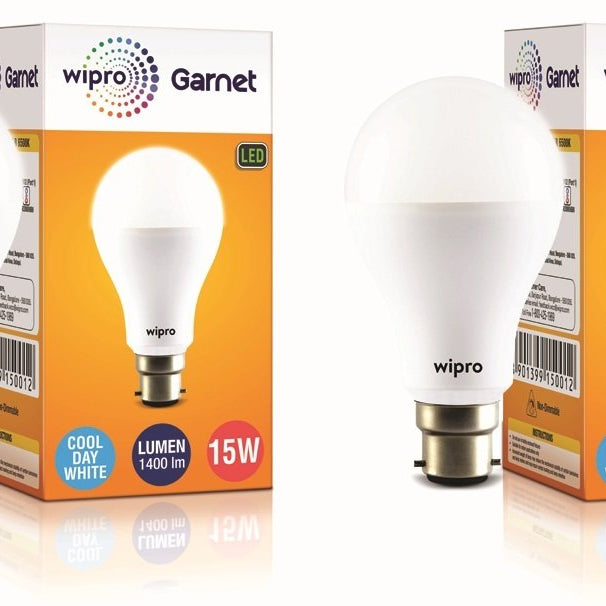 Wipro Garnet 15W LED Bulb for Home & Office |Cool Day White (6500K) | B22 Base|220 degree Light coverage |4Kv Surge Protection |400V High Voltage Protection |Energy Efficient | Pack of 2