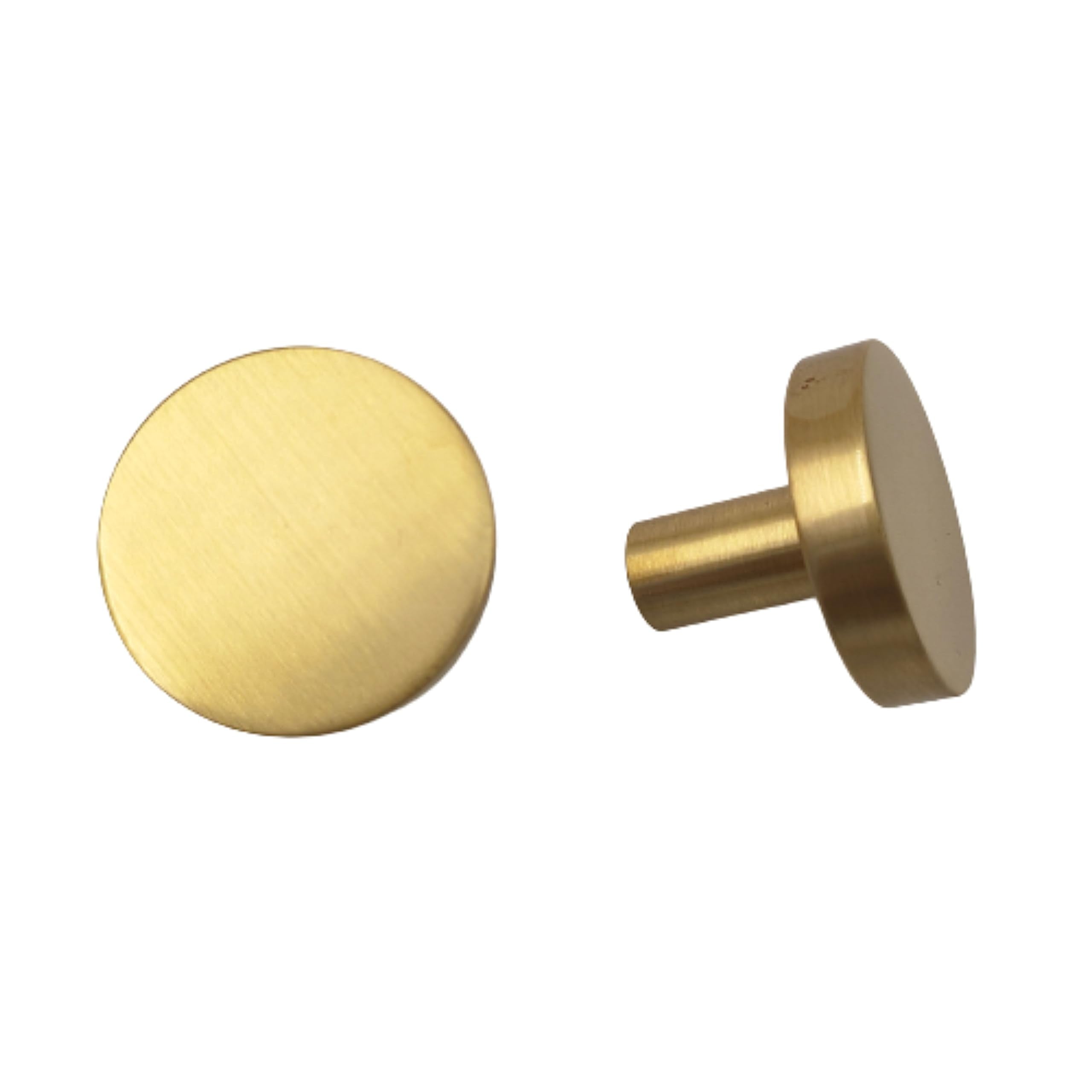 ABVIN Solid Brass Round Knobs Cabinet Beautiful Decorative Dresser Knobs Drawer Pulls - ABVIN002 - Matt Gold Finish - 1 Pcs