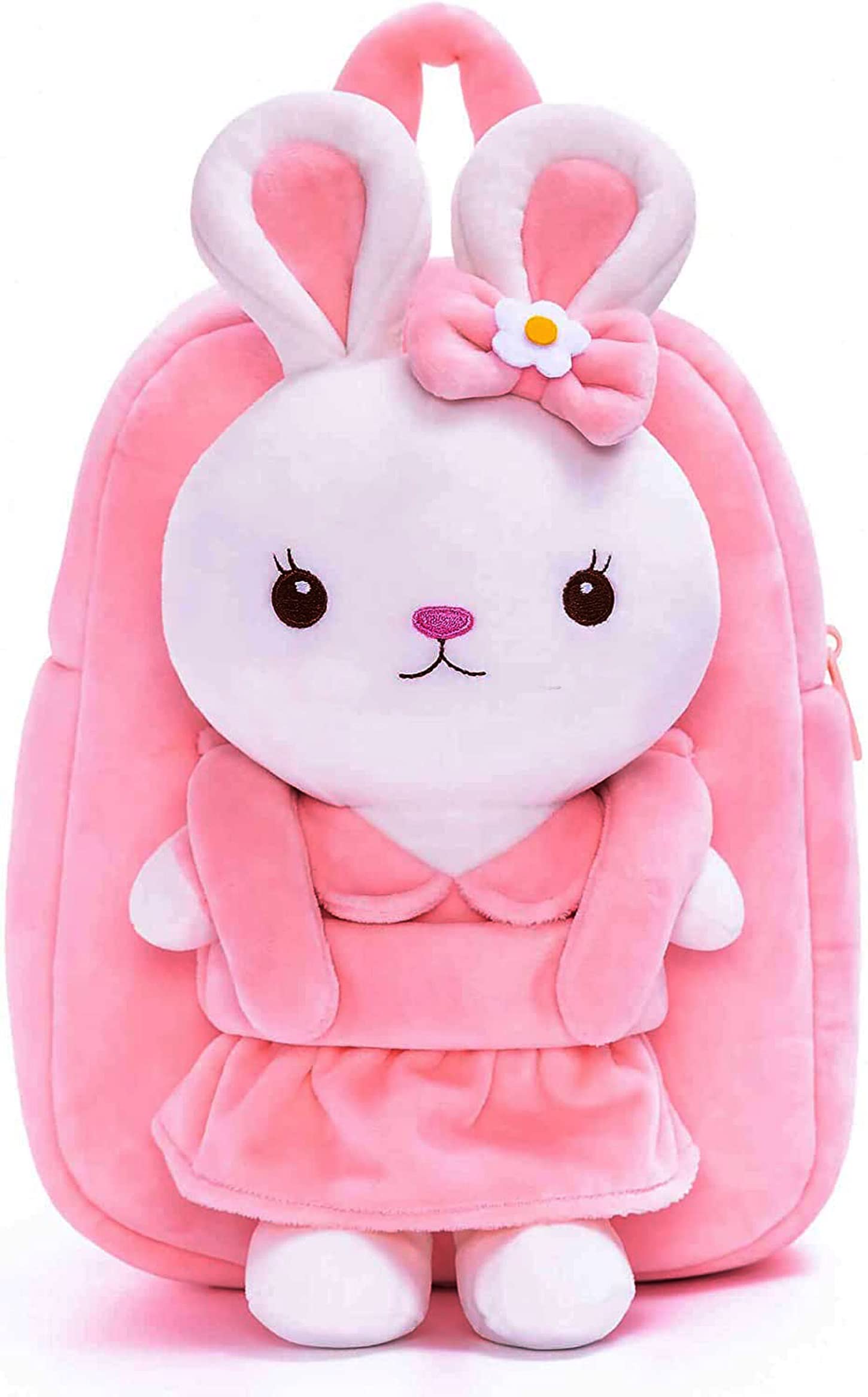 Frantic Kids Soft Animal Cartoon Travelling School Bag Soft Plush Standard Backpack Boys Girls Baby For 2 To 5 Years Baby/Boys/Girls Nursery,Preschool,Picnic(Fullbodypink Rabbit) Full Size,10 Liter