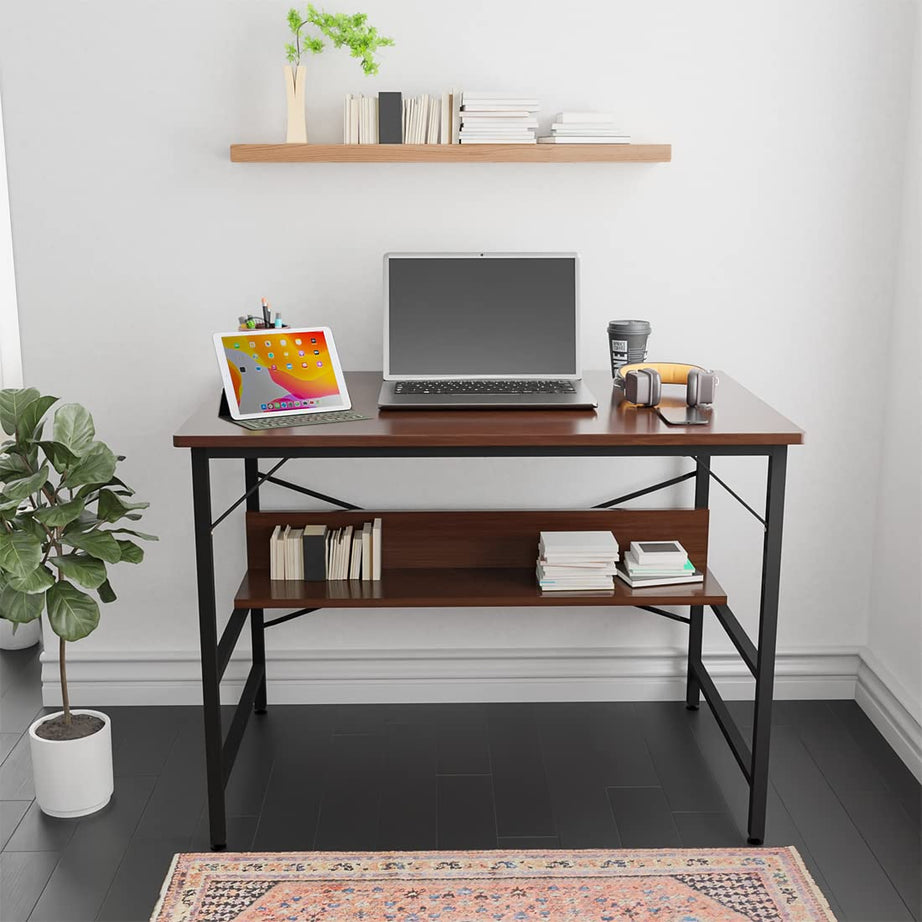 FURLAY Office Desk and Table (Ark - Acacia), Wood, Wood, Brown