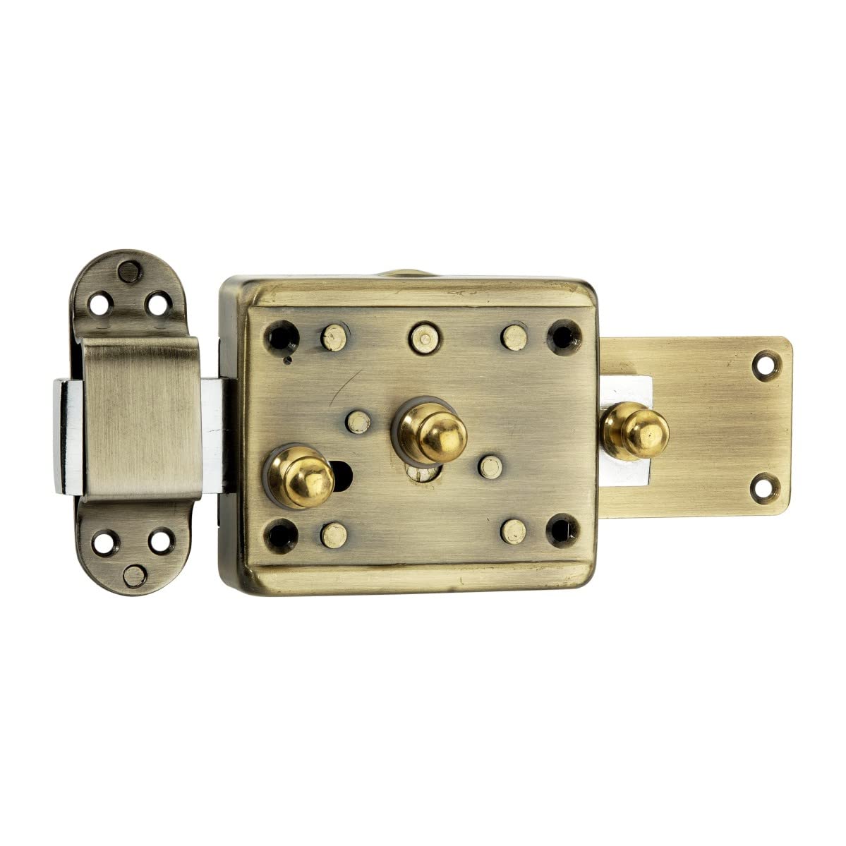 OCCURA Main Door Lock, 3 Turn Pin Cylindrical Inter Lock with 3 Normal Brass Keys, Brass Antique Finish Gate Lock (ODL - 3 Turn AB)