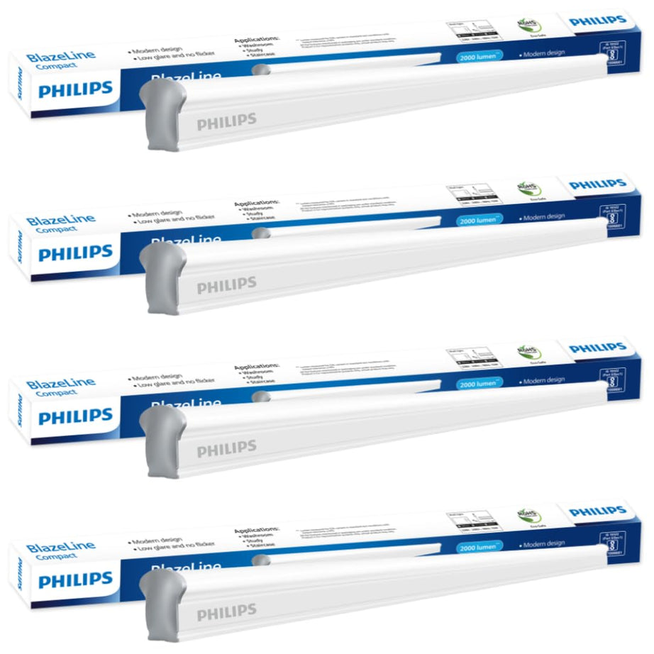 PHILIPS Compact 2-FT 15-Watt LED Tubelight/Batten | Blazeline Compact Batten for Living room & Bedroom | Colour : Cool Day Light, Pack of 4