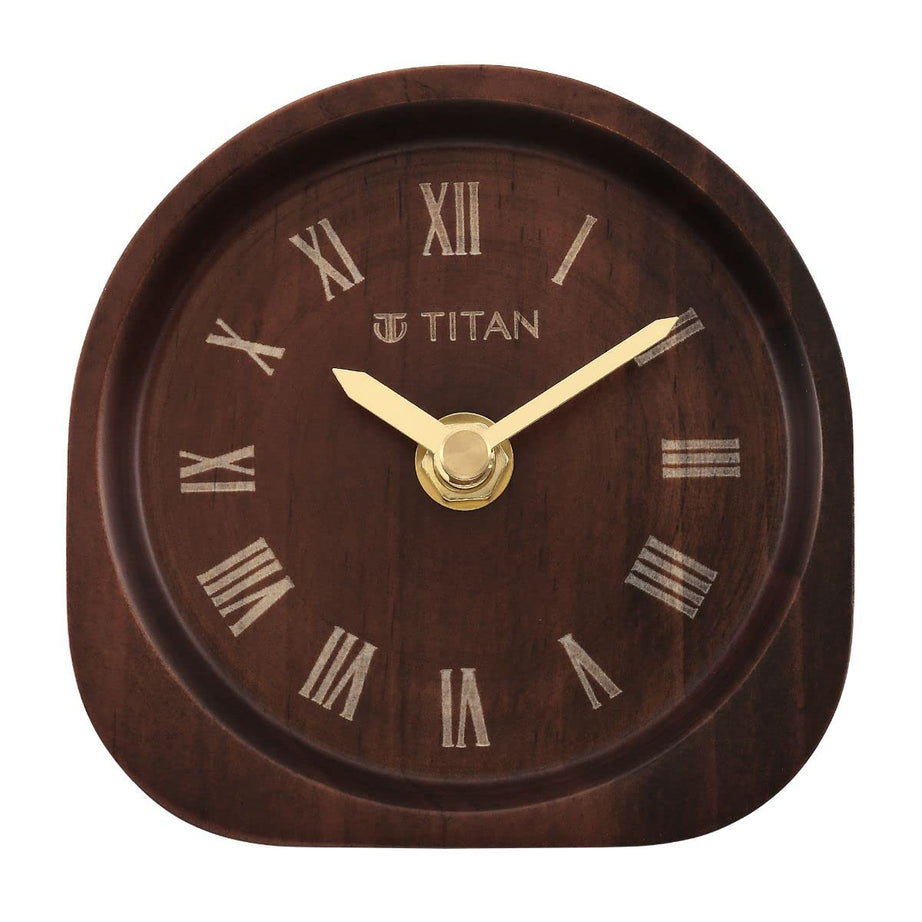 Titan Classic Dark Brown Wooden Table Clock - T0003Wa02, Analog, 11 Centimeters