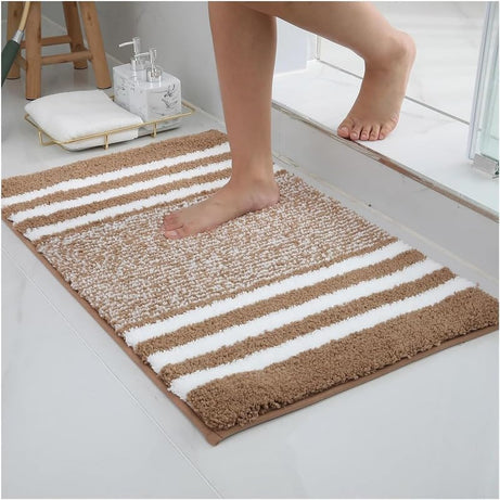 Shyam Enterprise Non Slip Microfibre Water Absorbent Bathroom Mat Rugs Carpet Doormat Suitable for Shower Rooms,Kitchen,Bedroom,Restaurants, Balconies Machine Washable (40X60 CM) (Light Brown)