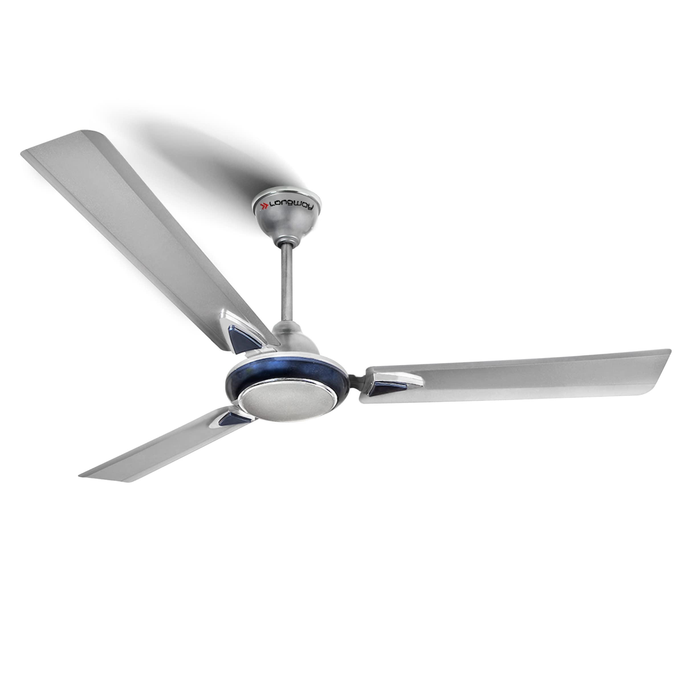 LONGWAY Starlite-1 P1 1200 mm/48 inch Ultra High Speed 3 Blade Anti-Dust Decorative Star Rated Ceiling Fan (Silver Blue, Pack of 1)