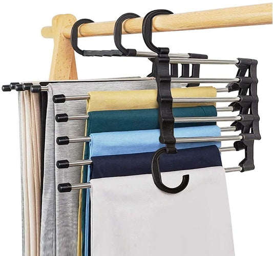 REETIK FASHION HUB Multi Functional Pants Rack Hanger, Non-Slip Space Saving Hangers for Closet Organizer Hangers for Home Storage Organizer Trousers Scarf Tie Belt-Multi Color