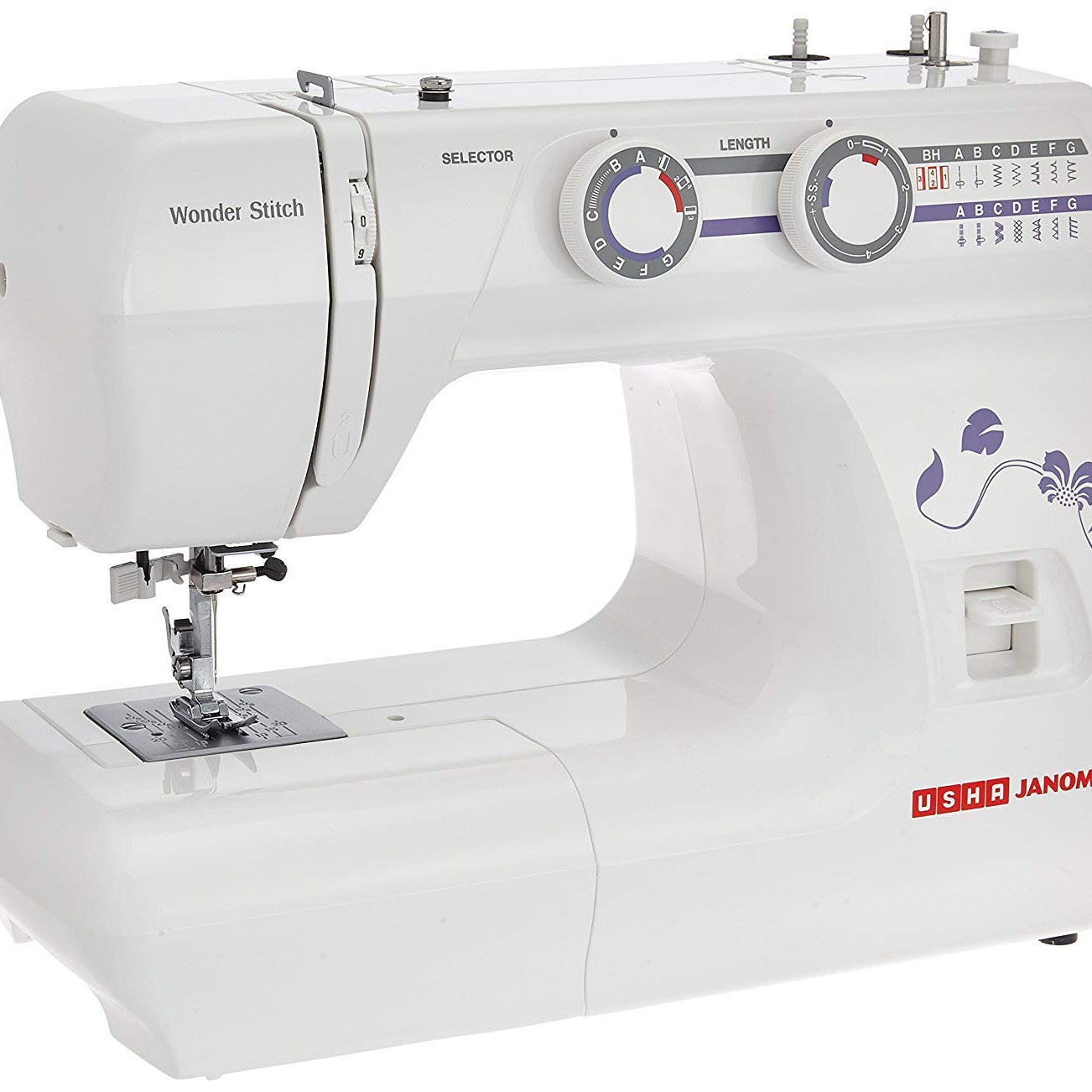 Usha Janome Wonder Stitch Automatic Zig-Zag Electric Sewing Machine || 13 Built-In-Stitches || 21 stitch Function(White) With complementary Sewing Lessons in Nine languages