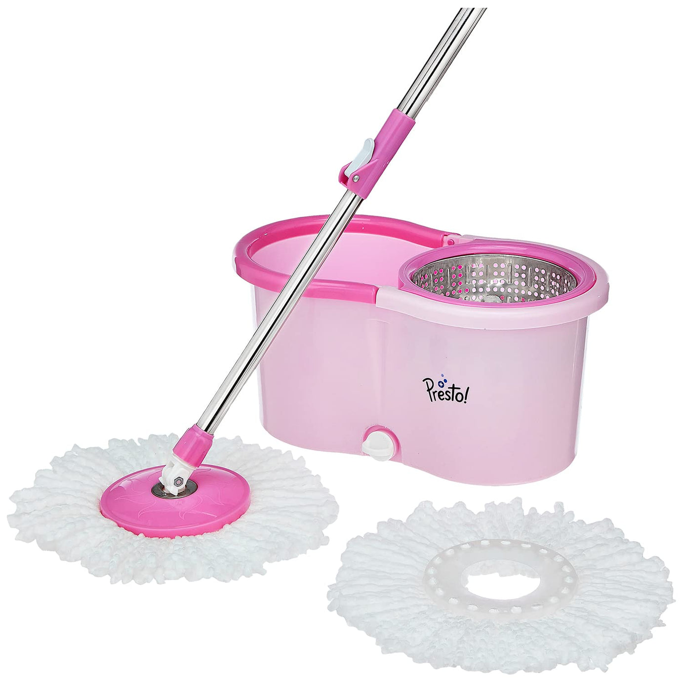 Presto! Spin Mop with Steel Wringer Plastic Bucket Set, Pink