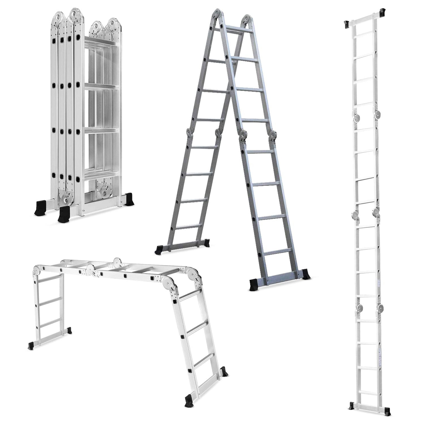 Corvids 14.5 Feet (16 Steps) Portable & Compact Folding Aluminium Multipurpose Super Ladder | 2-Year Warranty | Ladder for Home & Industrial Use - Capacity 120 Kg