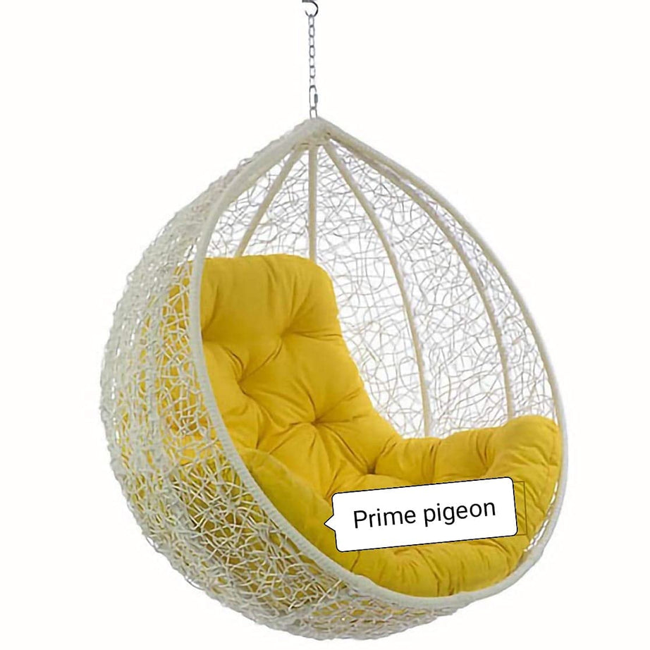 Prime Pigeon Hammock Swing Chair Without Stand For Home, Hanging Swings For Indoor, Outdoor, Home, Patio, Yard, Balcony, Garden (White/Yellow)(Rattan,Poly Nylon), 94.5 Centimeters, 6.6 Centimeters