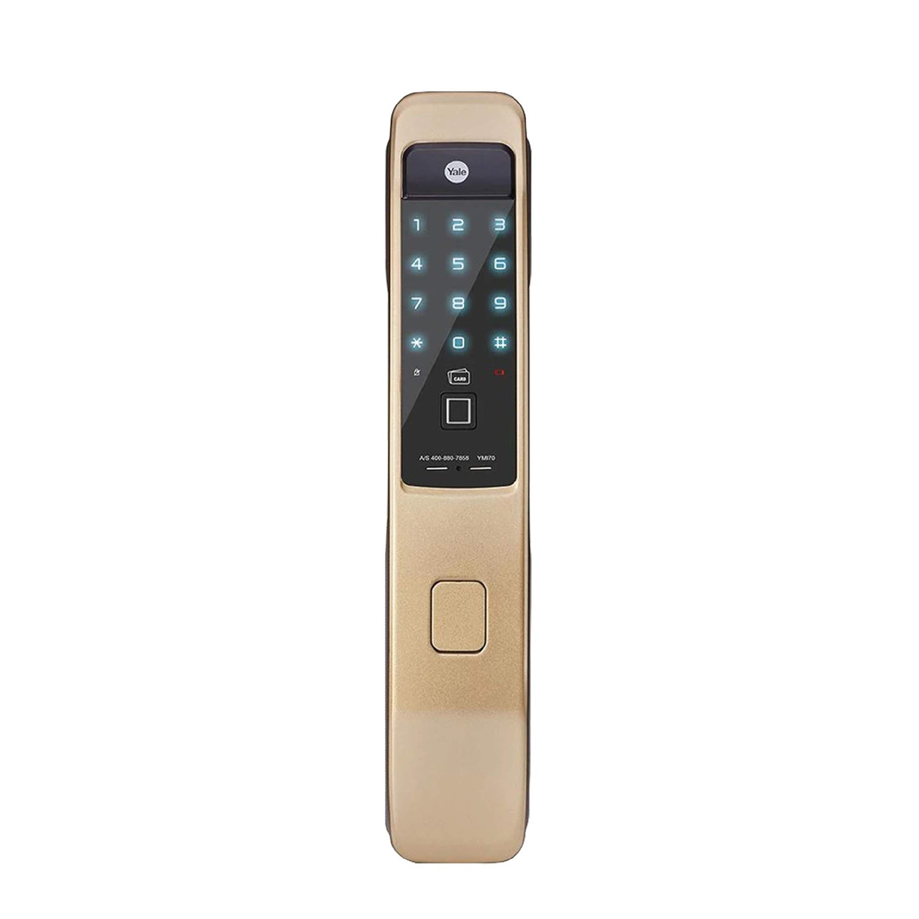 Yale YMI 70 Push Pull Smart Door Lock with Biometric | Pin Code | RFID Card | Mechanical Keys | App Enabled Access, Wi-Fi Optional | Free Installation | 1 Year Warranty | Gold Finish