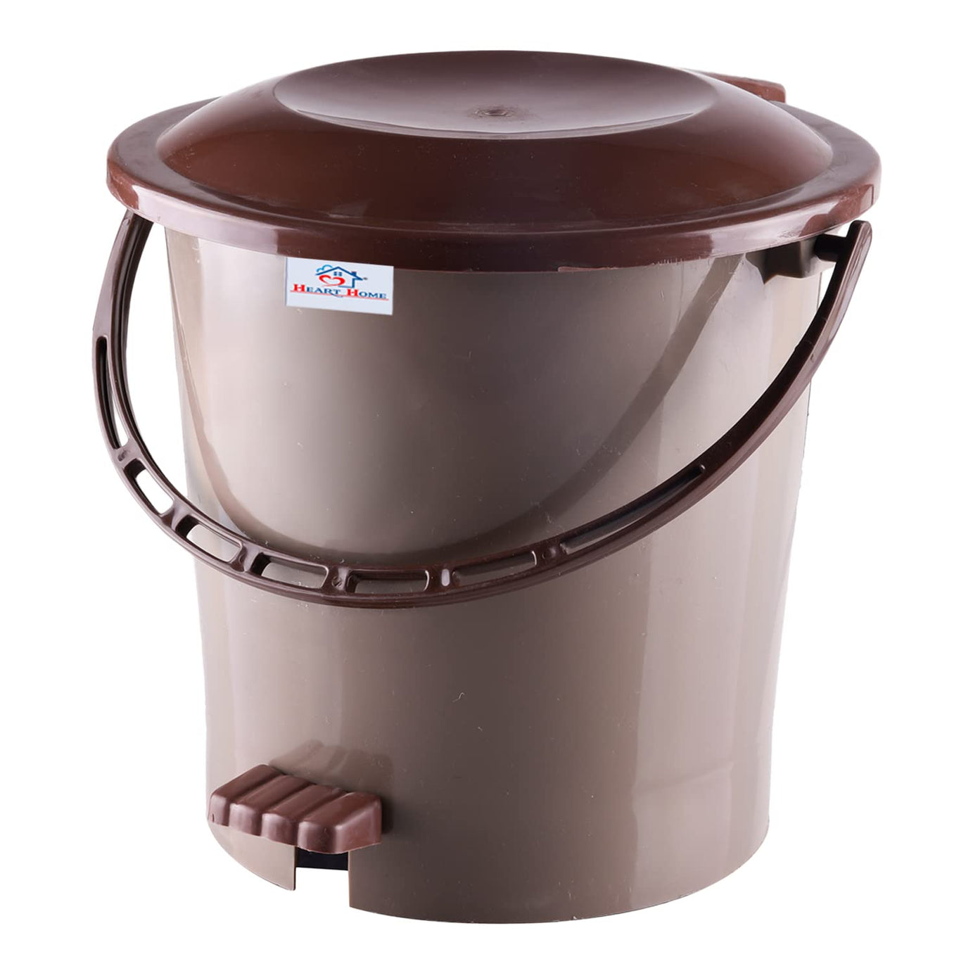 Heart Home Pedal Dustbin|Plastic Pedal Dustbin|Kitchen Waste Paper Bin|Dustbin For Bedroom|5 Liter Dustbin (Brown)