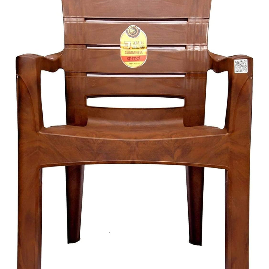 ANMOL Plastic Moulded Jaguar High Back Chair Strong Structure Build Chair For Home (Set Of 1) Brown 3 Years Warranty Weight Bearing Capacity 200 Kgs (Shree Ganesh Online Original Seller)