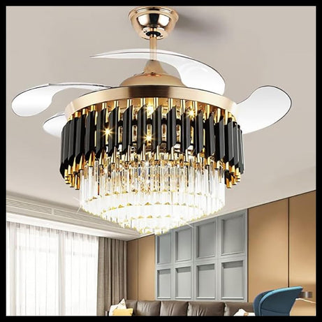 Smartway®- Chandelier for living room,modern,dining table,hall,hanging ceiling light,pendant lamp,80 Watt Magnus Fan,Smart Voice Assist (Google, Alexa), App Control