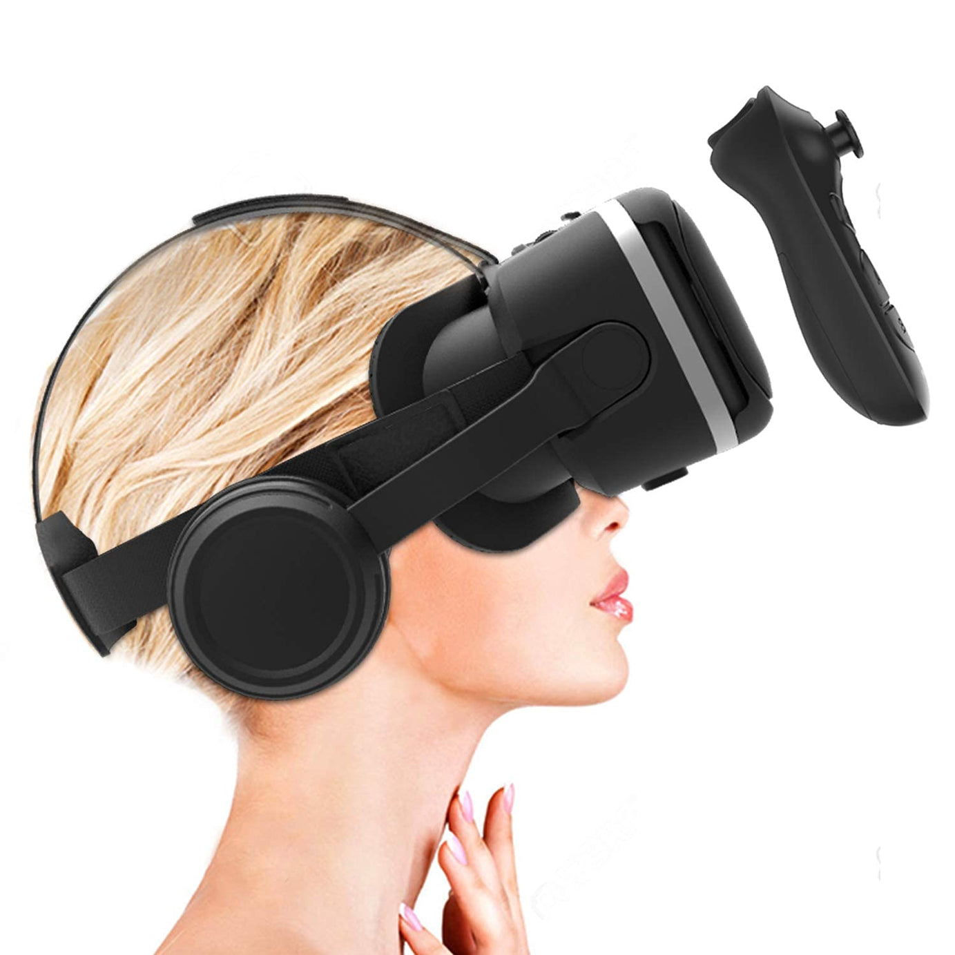 Irusu Play VR Headset with Adjustable Headphones,Touch Button and HD Lenses (with Headphones+Controller)