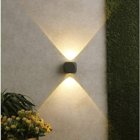 ONEST LED Wall Lighting - Exterior Interior Up Down Wall Light - Waterproof IP65 - Home & Office Wall Light Fixture Lamp for Garden, Terrace, Courtyard, Stairs, Garage - Warm White (Square 2 Way 4W)