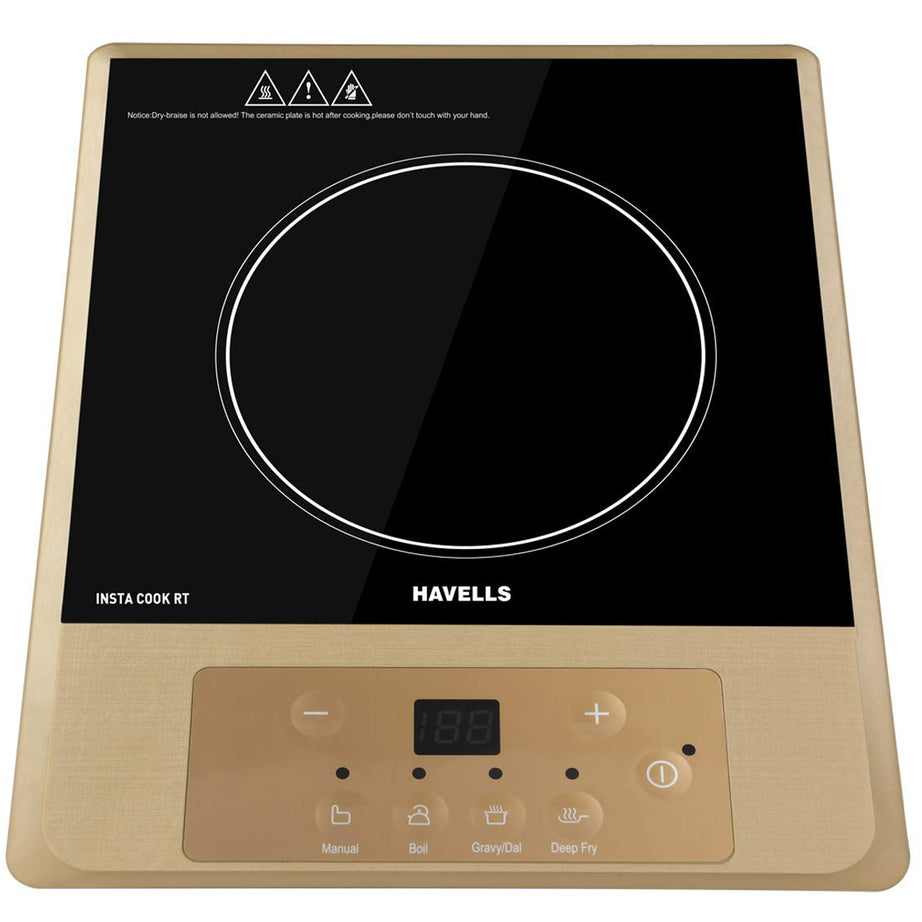 Havells Induction Cooktop Insta Cook - RT|4 Cooking Options|Glass Ceramic Plate|Soft Touch|Auto Pan Detection|Energy Efficient|Double MOV|3 Yr Coil & 1 Yr Product Manufacturer Warranty| Brown Black