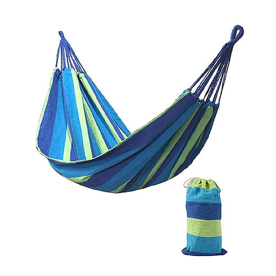 TASKHOUSE Cotton Fabric Canvas Travel Hammocks Ultralight Camping Hammock Portable Beach Swing Bed Tree Hanging 280 x 100 cm (Blue)