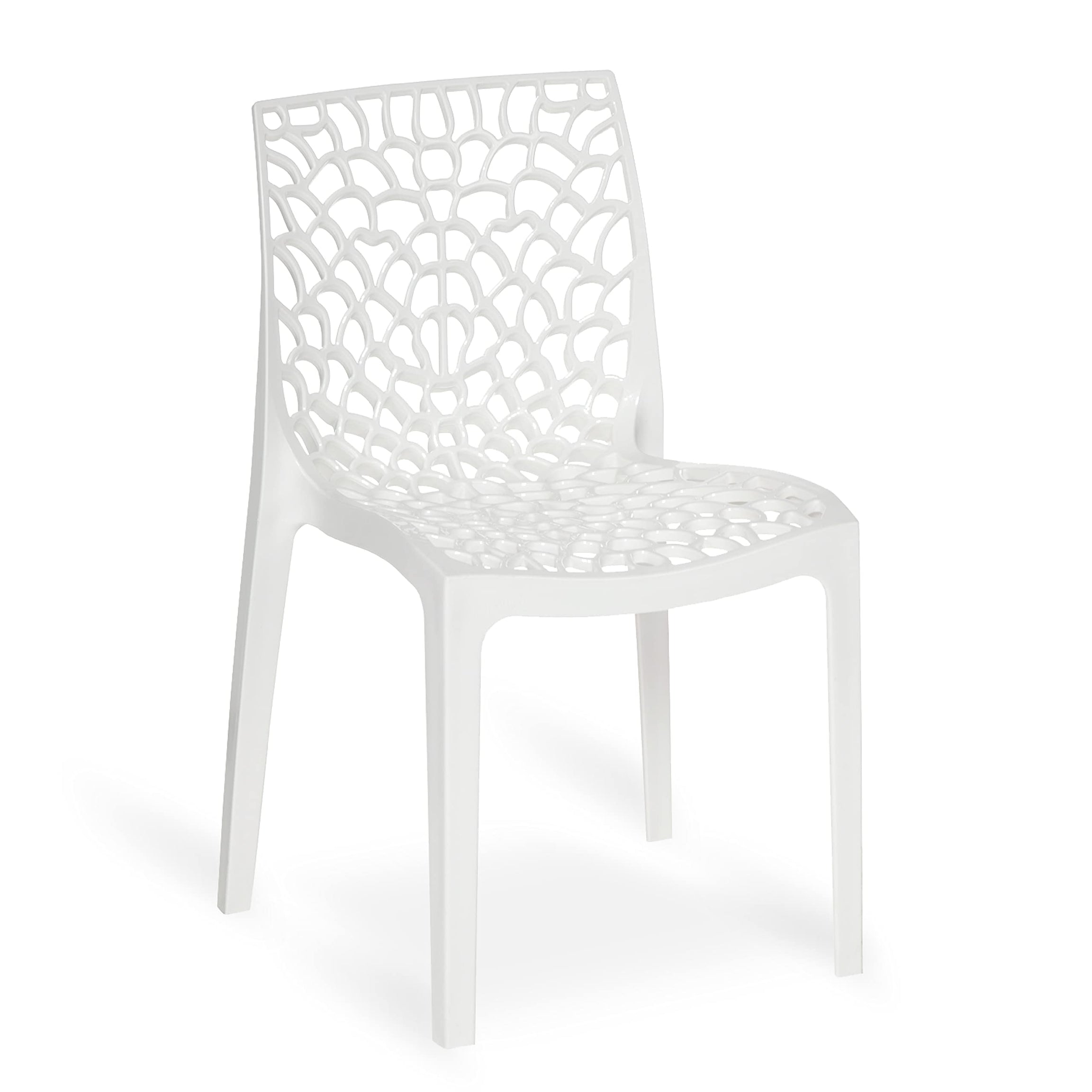 Supreme chairs Web Plastic Chair| Armless Chair for Dining Room Set, Cafe and Restaurents | Weight Bearing Upto 220kg | 6 Months Warranty*| (Color: Milky White | Set of 1 Piece)