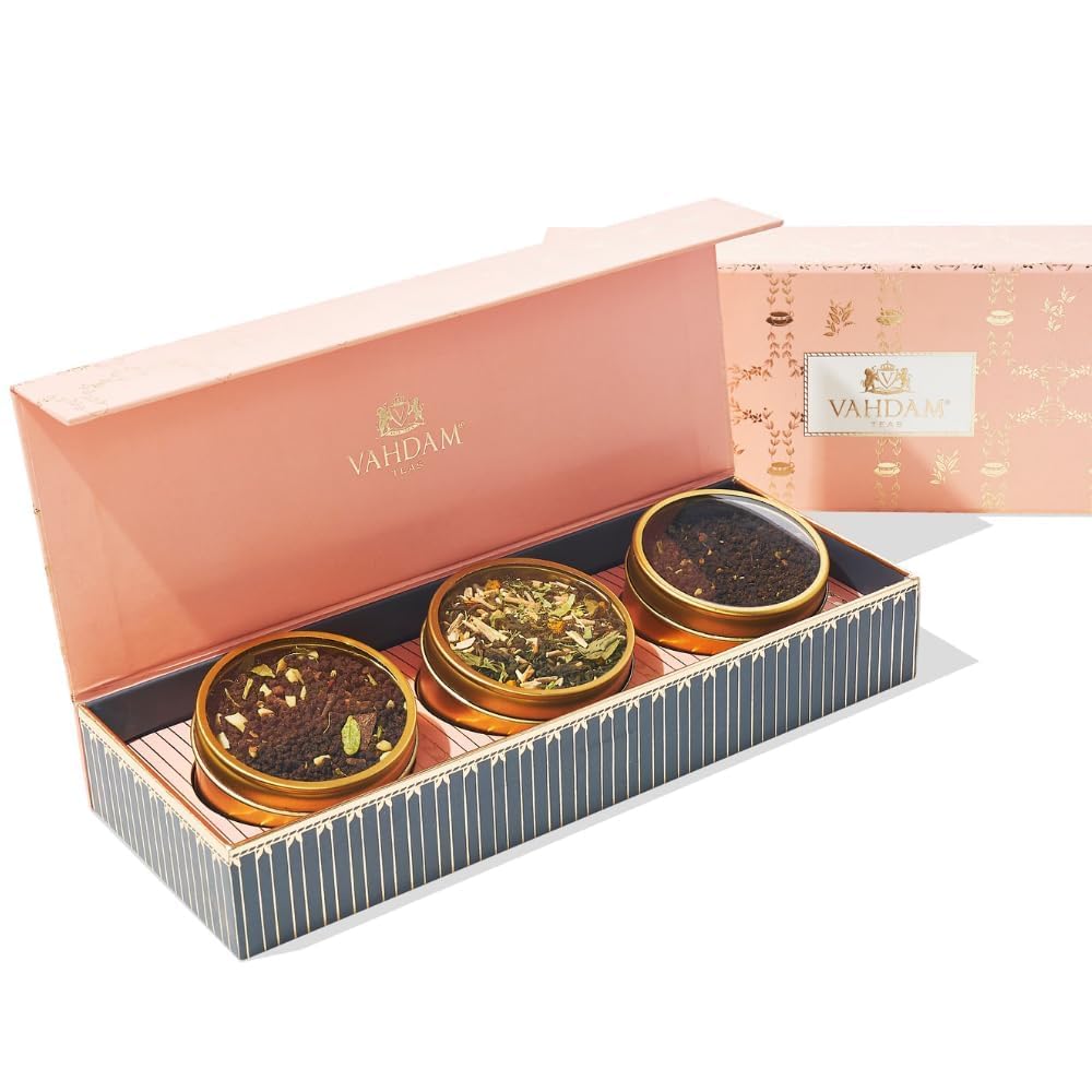 VAHDAM, Assorted Tea Gift Sets - Blush (90g) 3 Assorted Flavors - Luxury Tea Gift Box | Gifts For Women