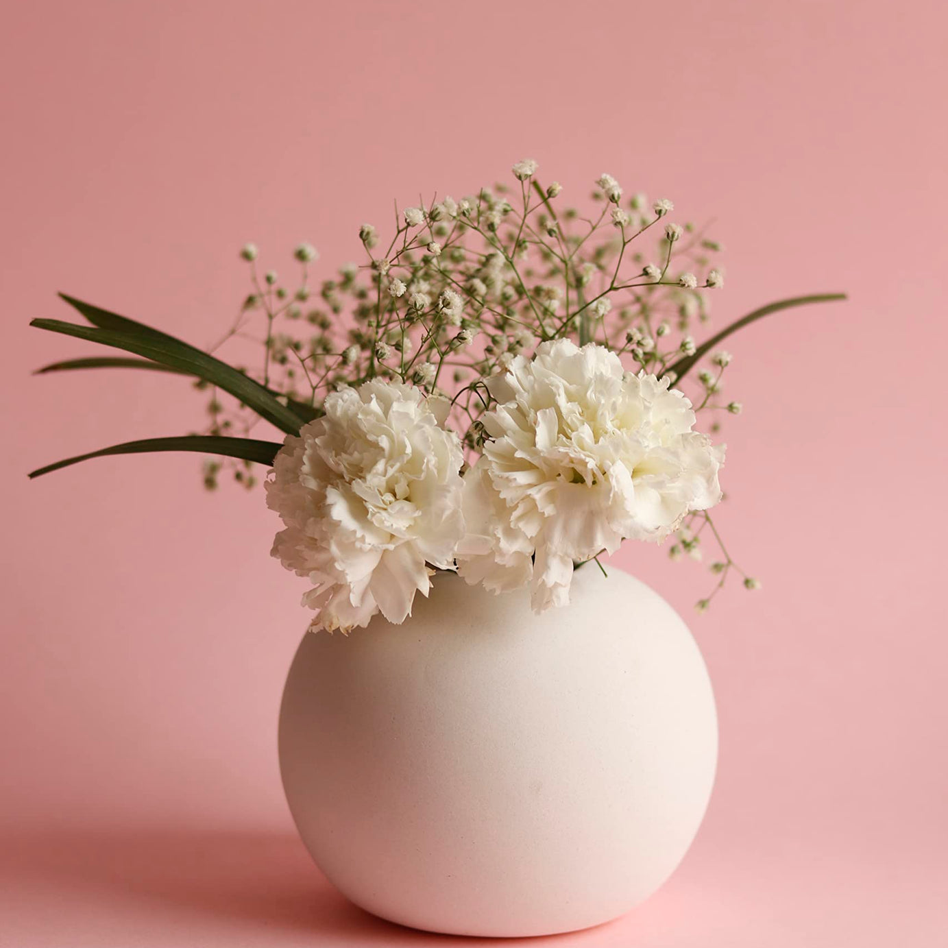 Craftribal Ceramic Round Vase | Flower Vase | Ceramic Vase | Round Shaped Vase | Modern Vase | Home Decor Centrepiece | Decor piece 5.5 inches (White)