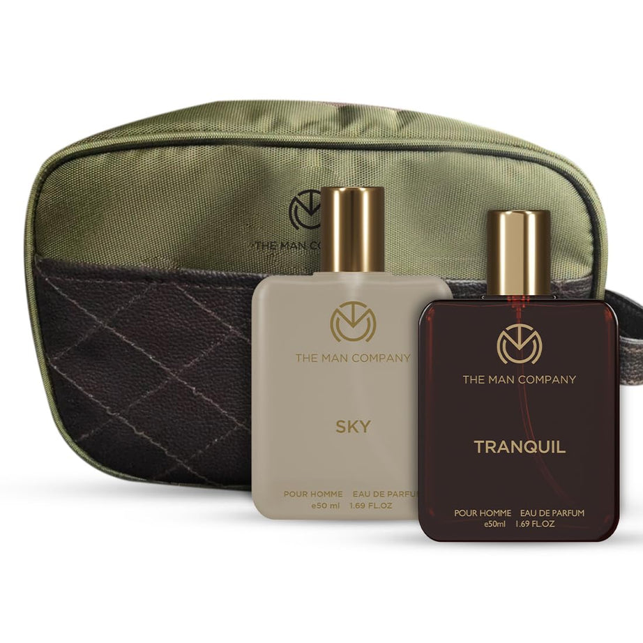 The Man Company Men Perfume Gift Set - 50Ml* 2 | Long-Lasting Floral Fragrance Spray | Luxury Combo Set For Him | Gift Set For Him | Musky & Woody | Free Travel Pouch