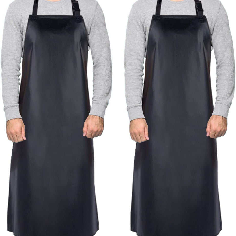 DEBIK® | 2 Pack PVC Waterproof & Dustproof Apron For Dishwashing, Coffee, Dog Grooming, Cleaning Fish, Project-Industrial Chemical Resistant Plastic| Front Pocket| Free Size| Unisex| Black