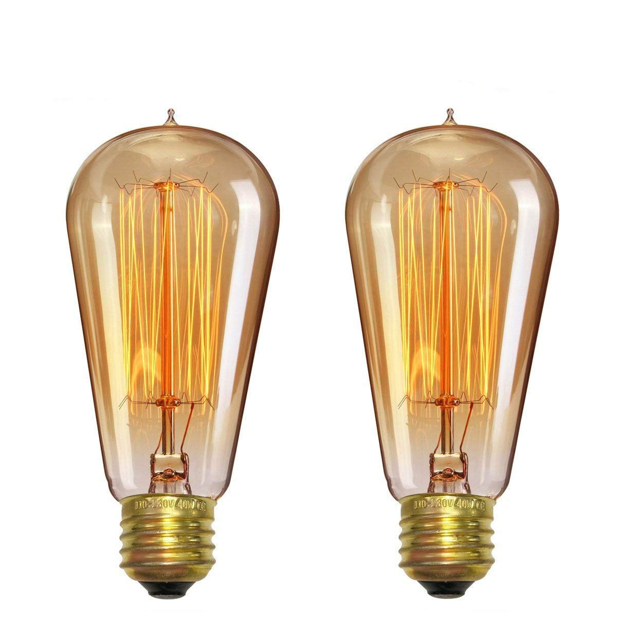 Desidiya ® Edison Tungsten Filament Antique Glass Light Bulbs Vintage Base E27 Bulb Yellow Light for Home Decoration, Living Room, Hall, Balcony, Restaurant Bar Lighting (Pack of 2).