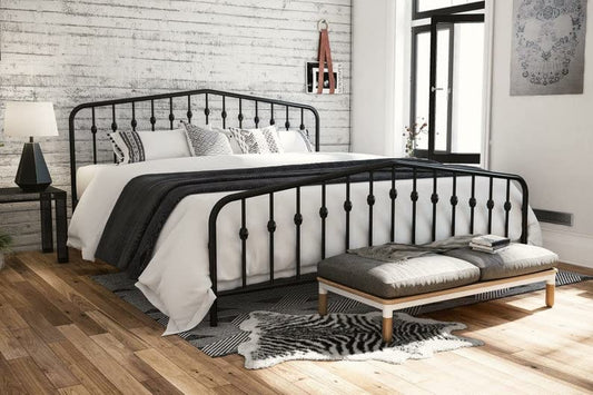 BLACKSMITH STREET Glossy Metal Finish Pyramic Powder Coated Bed for Bedroom with 1 Year Warranty (Queen)(White)