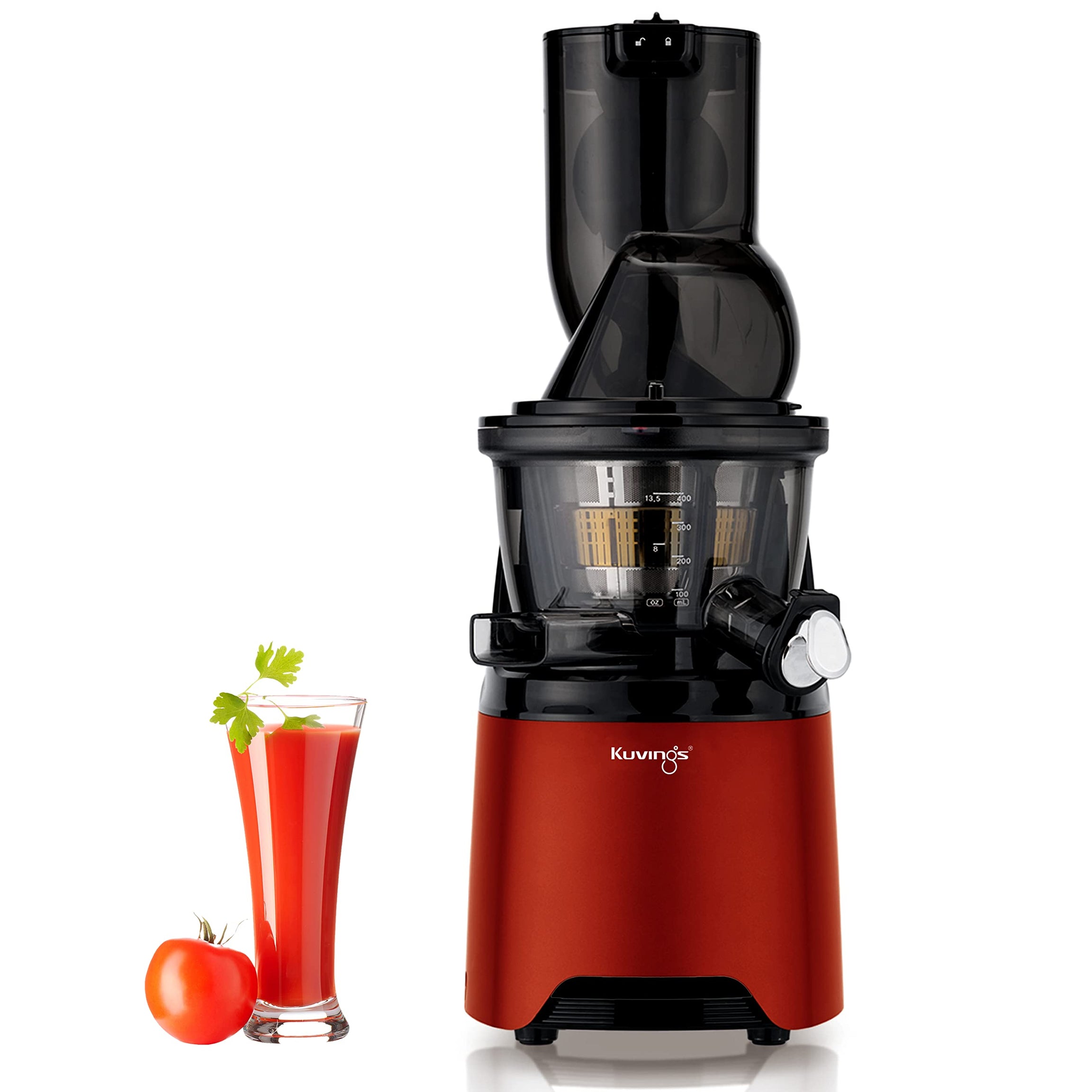 Kuvings EVO810 Red Professional Cold Press Whole Slow Juicer, World's Only Juicer with Patented Rubber & Silicon-Free Technology, All-in-1 Fruit & Vegetable Juicer, 12 Year Manufacturer Warranty, 240W